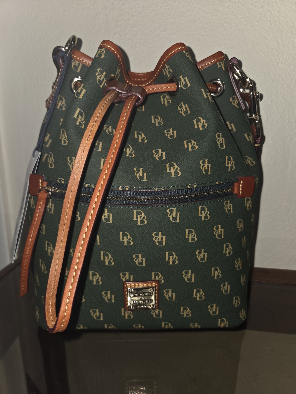 Dooney & Bourke Ivy Green Signature Drawstring Bucket Bag